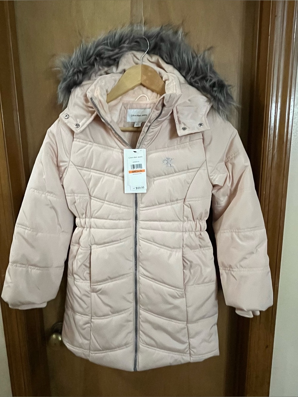 Girls size 7 Light Pink Quilted Winter Coat NWT